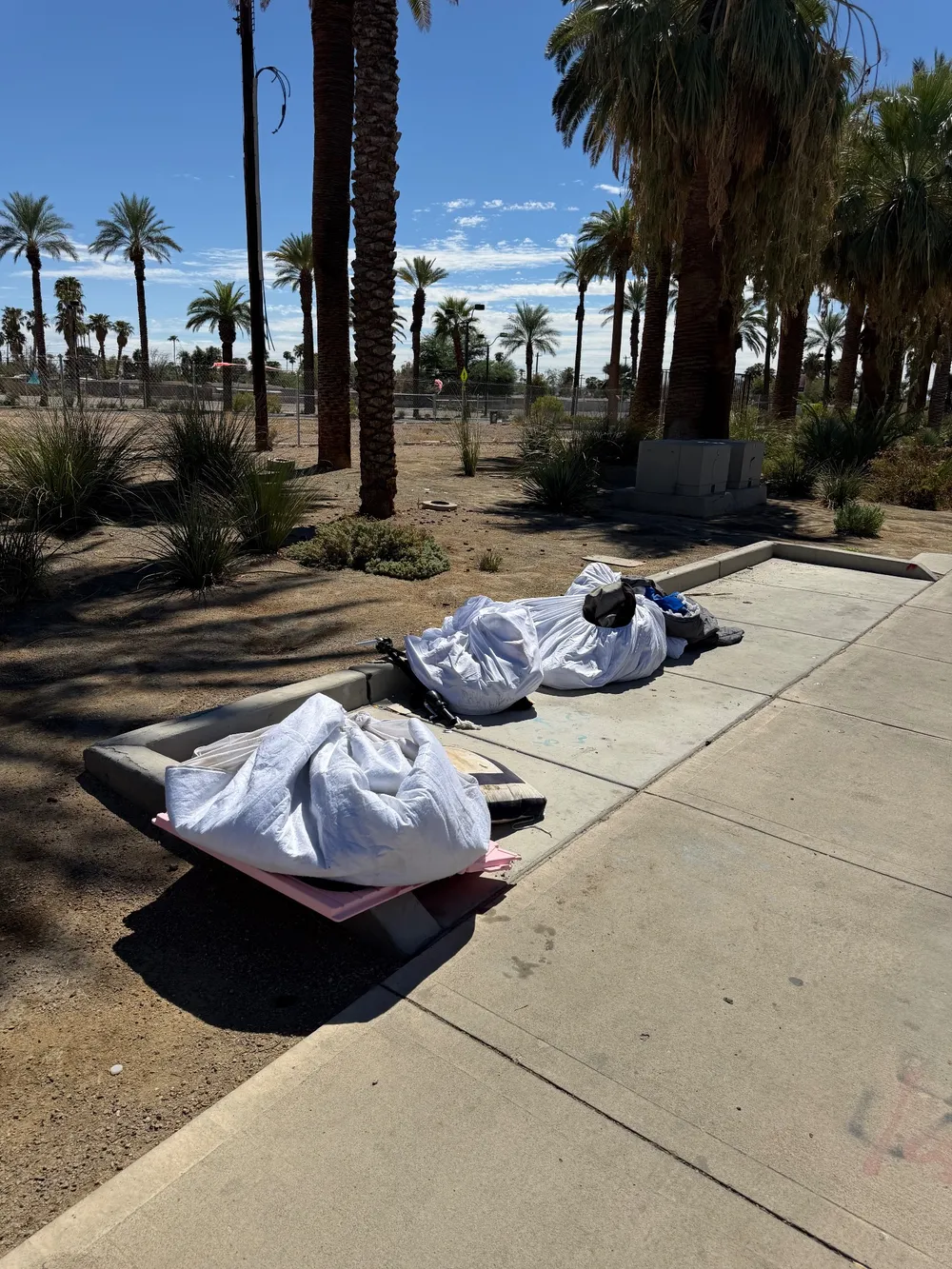 Encampment cleanup area before debris removal